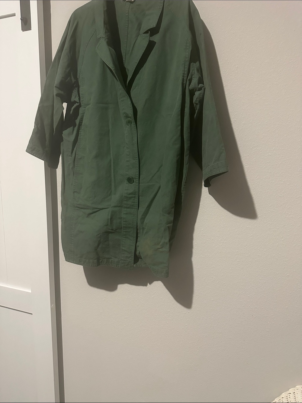 Eileen Fisher Olive Green Single-Breasted Pea Coat